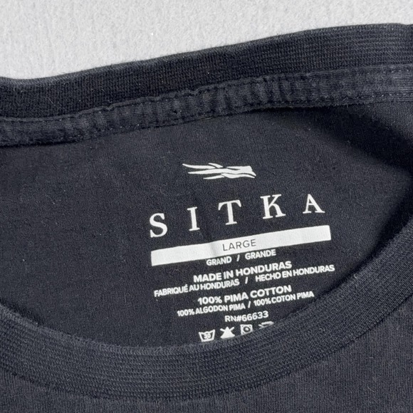 Sitka Shirt Mens Large Black Long Sleeve Logo Hunting Tee Pima Cotton Outdoor - Picture 3 of 8